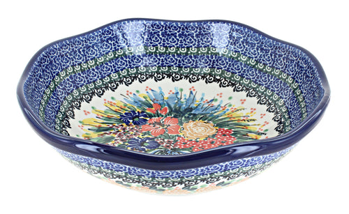 Polish Pottery Summer Blooms Large Scallop Bowl