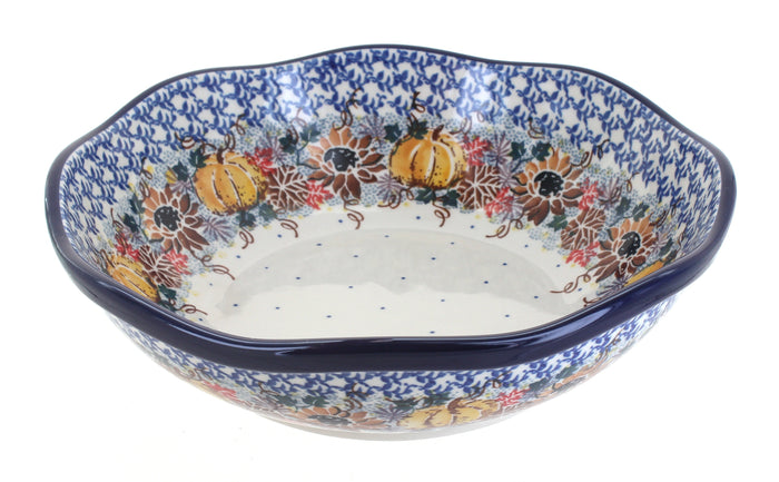 Polish Pottery Harvest Bounty Large Scallop Bowl