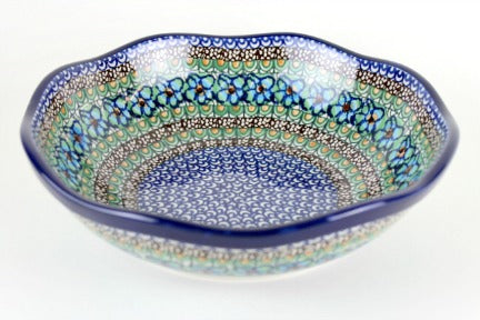 Mardi Gras Large Scallop Bowl Polish Pottery