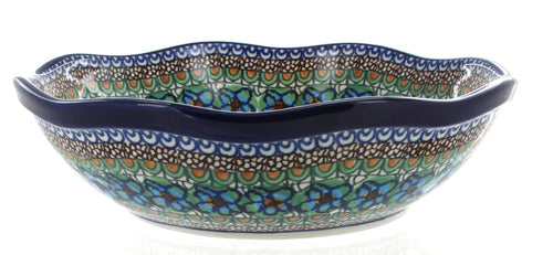 Mardi Gras Large Scallop Bowl Polish Pottery