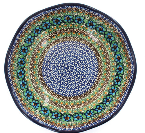 Mardi Gras Large Scallop Bowl Polish Pottery