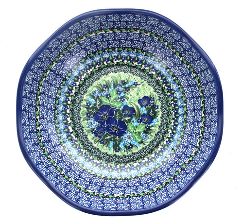Sapphire Fields Large Scallop Bowl Polish Pottery
