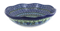 Polish Pottery Sapphire Fields Large Scallop Bowl