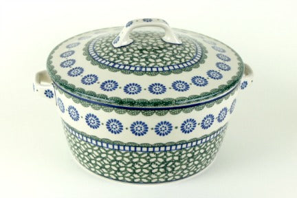 Maia Covered Round Baker Polish Pottery