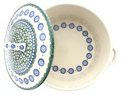 Maia Covered Round Baker Polish Pottery