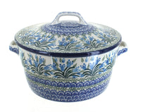 Polish Pottery Tulip Bouquet Covered Round Baker