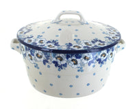 Polish Pottery Georgia Blue Covered Round Baker