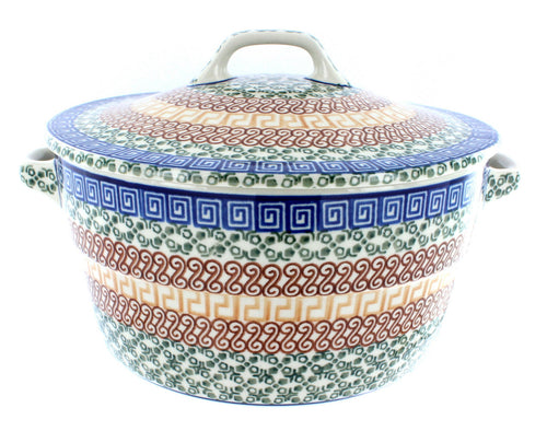 Athena Covered Round Baker Polish Pottery