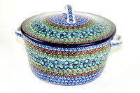 Mardi Gras Covered Round Baker Polish Pottery
