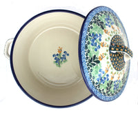 Lily of the Valley Covered Round Baker Polish Pottery