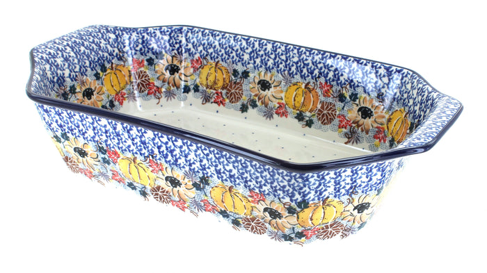 Polish Pottery Harvest Bounty Deep Baker with Handles