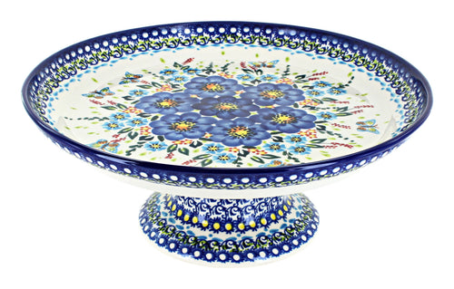 Polish Pottery Garden of Blue Cake Plate