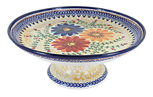 Polish Pottery Autumn Burst Cake Plate