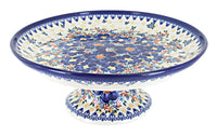 Polish Pottery Blue Dahlia Cake Plate