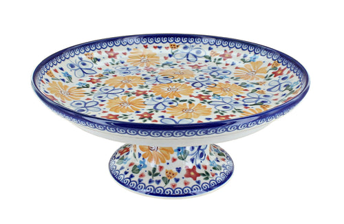 Polish Pottery Butterfly Cake Plate