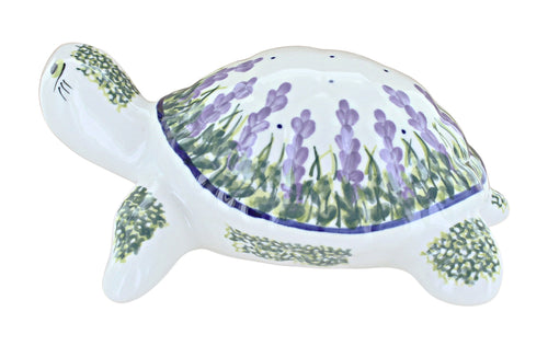 Lavender Fields Turtle Figurine Polish Pottery