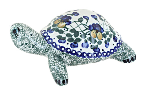 Pansies Turtle Figurine Polish Pottery