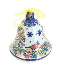 Polish Pottery Winter Cardinal Large Bell