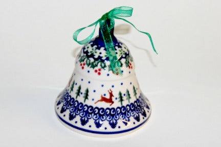 Reindeer Delight Large Bell Polish Pottery