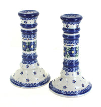 Polish Pottery Spring Blossom Candlestick Pair