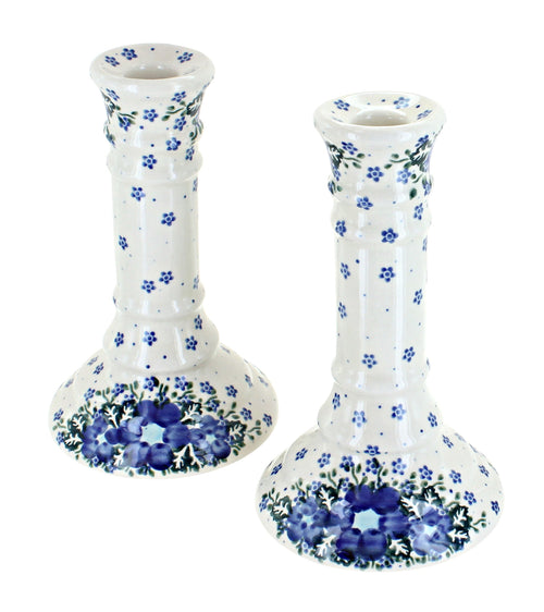 Polish Pottery Melanie Candlestick Pair