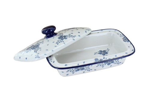 Blue Fleur Butter Dish Polish Pottery