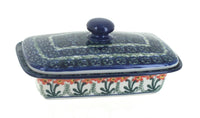 Polish Pottery Peach Posy Butter Dish