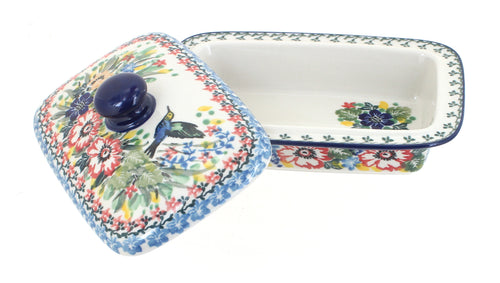 Hummingbird Butter Dish Polish Pottery