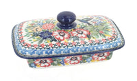 Polish Pottery Hummingbird Butter Dish