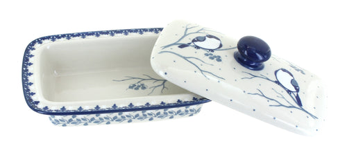 Bluebird Butter Dish Polish Pottery