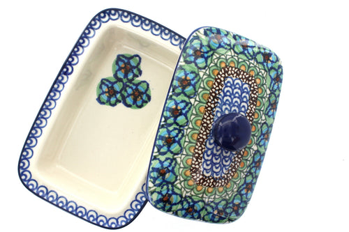 Mardi Gras Butter Dish Polish Pottery