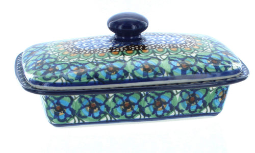 Polish Pottery Mardi Gras Butter Dish