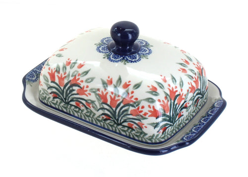 Polish Pottery Spring Tulip Butter Dish