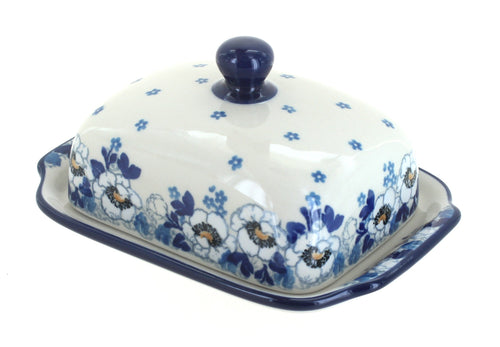Polish Pottery Georgia Blue Butter Dish