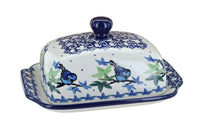 Polish Pottery Mockingbird Butter Dish