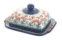 Polish Pottery Peach Posy Butter Dish