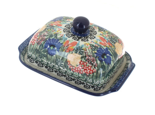 Polish Pottery Summer Blooms Butter Dish