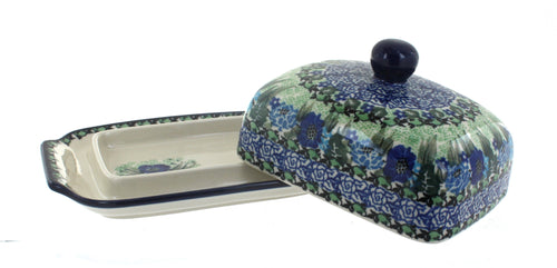 Sapphire Fields Butter Dish Polish Pottery