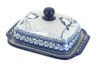 Polish Pottery Bluebird Butter Dish