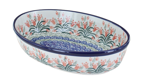 Polish Pottery Spring Tulip Small Oval Baking Dish