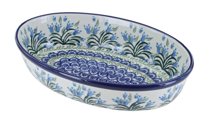 Polish Pottery Tulip Bouquet Small Oval Baking Dish