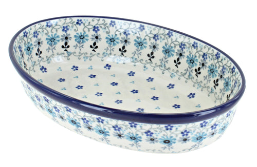 Polish Pottery Celeste Small Oval Baking Dish