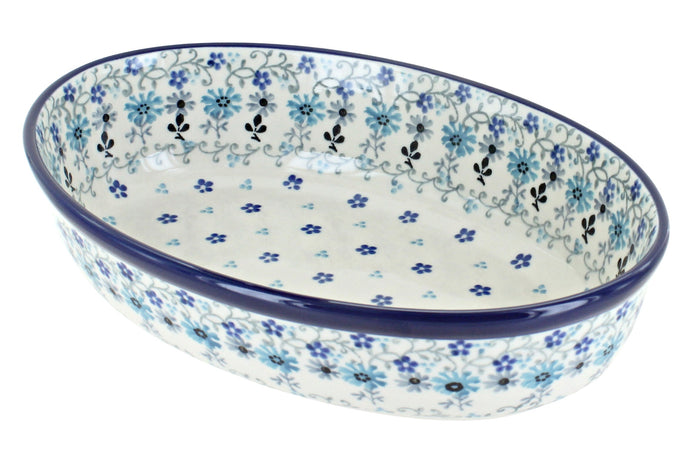 Polish Pottery Celeste Small Oval Baking Dish