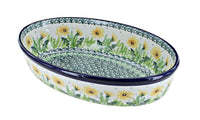 Polish Pottery Dandelion Small Oval Baking Dish