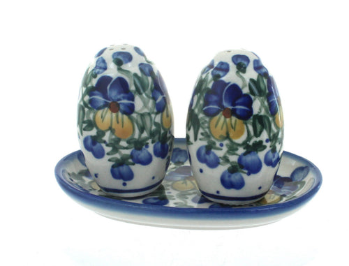Polish Pottery Pansies Salt & Pepper Shakers