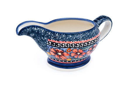 Jungle Flower Gravy Boat Polish Pottery