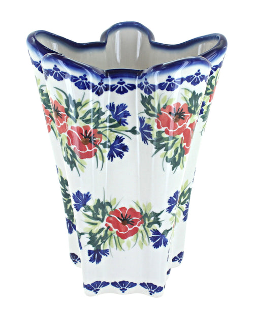 Polish Pottery Cherry Red Bouquet Large Vase