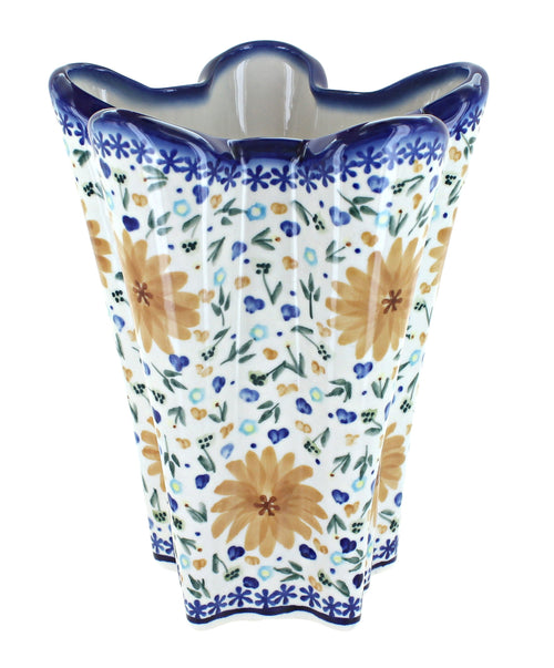 Polish Pottery Yellow Daisy Large Vase