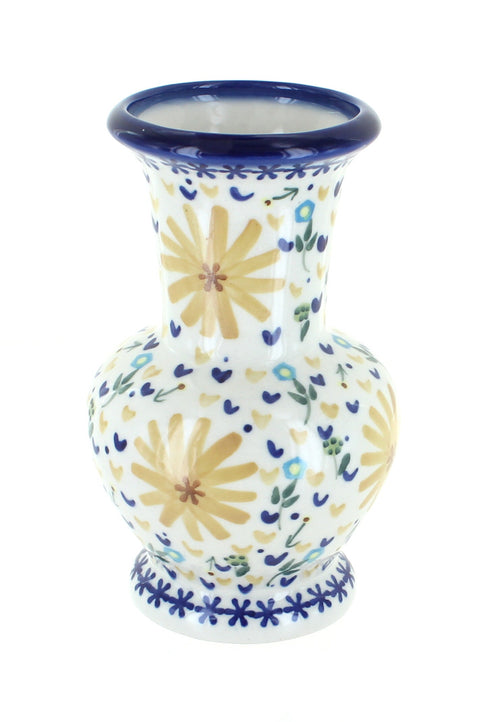 Polish Pottery Yellow Daisy Medium Vase