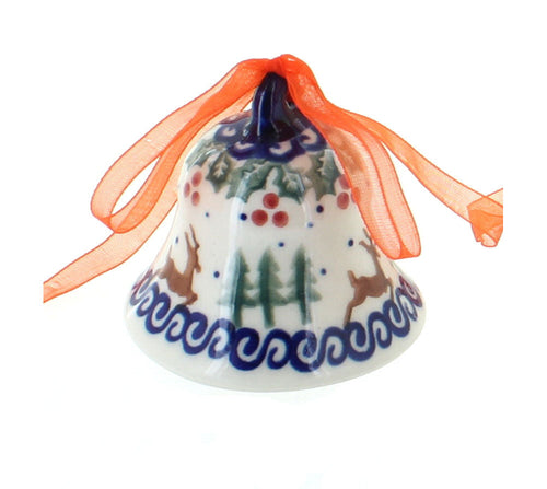 Polish Pottery Reindeer Delight Small Bell